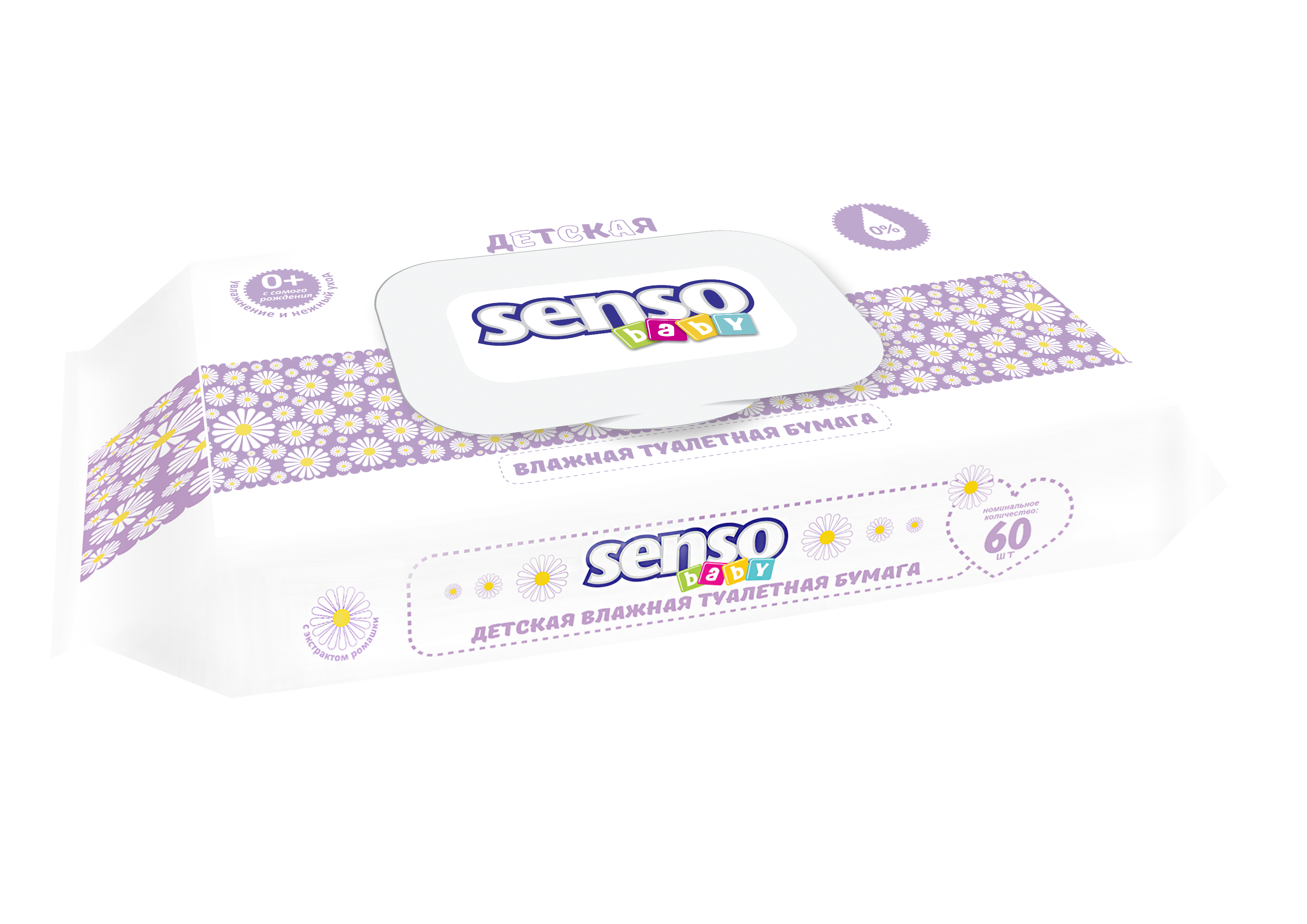 

Детская влажная туалетная бумага Senso Baby 60 шт, SENSO