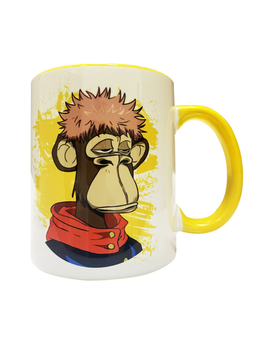 Кружка керамическая Solmax для чая и кофе с картинками обезьян из nft токенов желтая