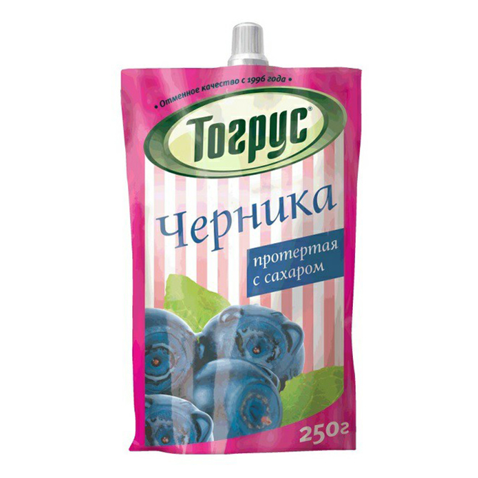 Протертая ягода Тогрус Черника 250 г