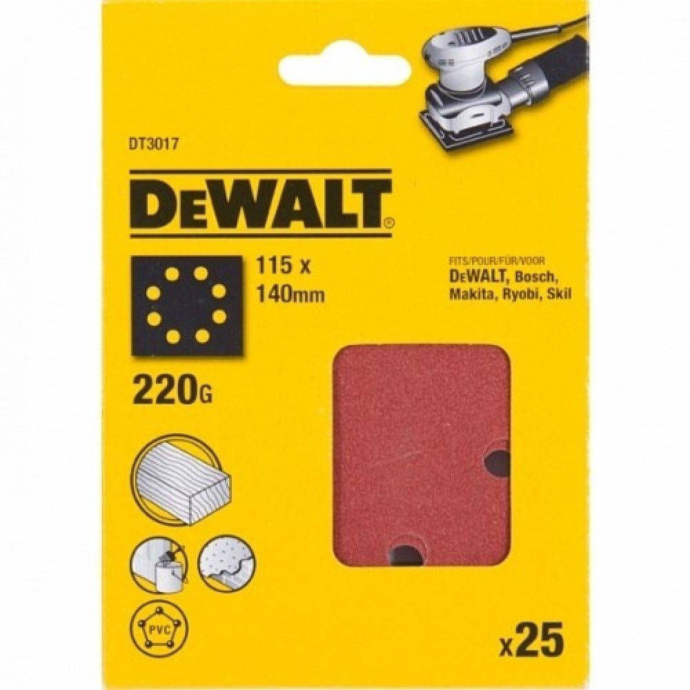 

Шлифлист DeWalt 115х140мм К220 25шт DT 3017