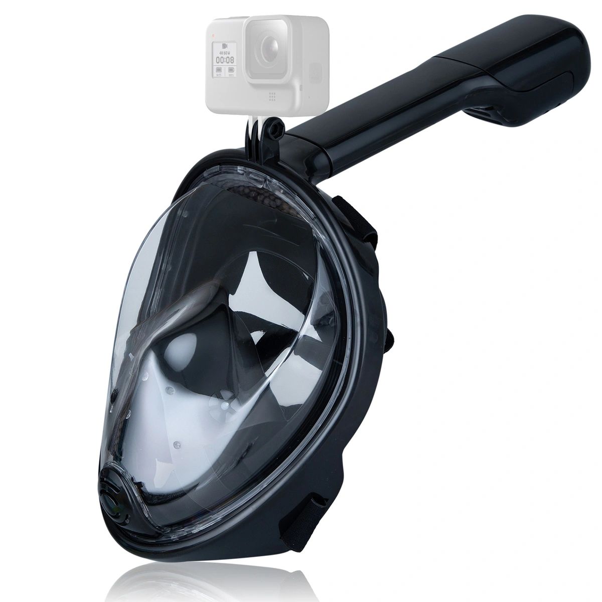 Маска для снорклинга Free Breath с креплением для экшн-камеры (черная, размер S/M