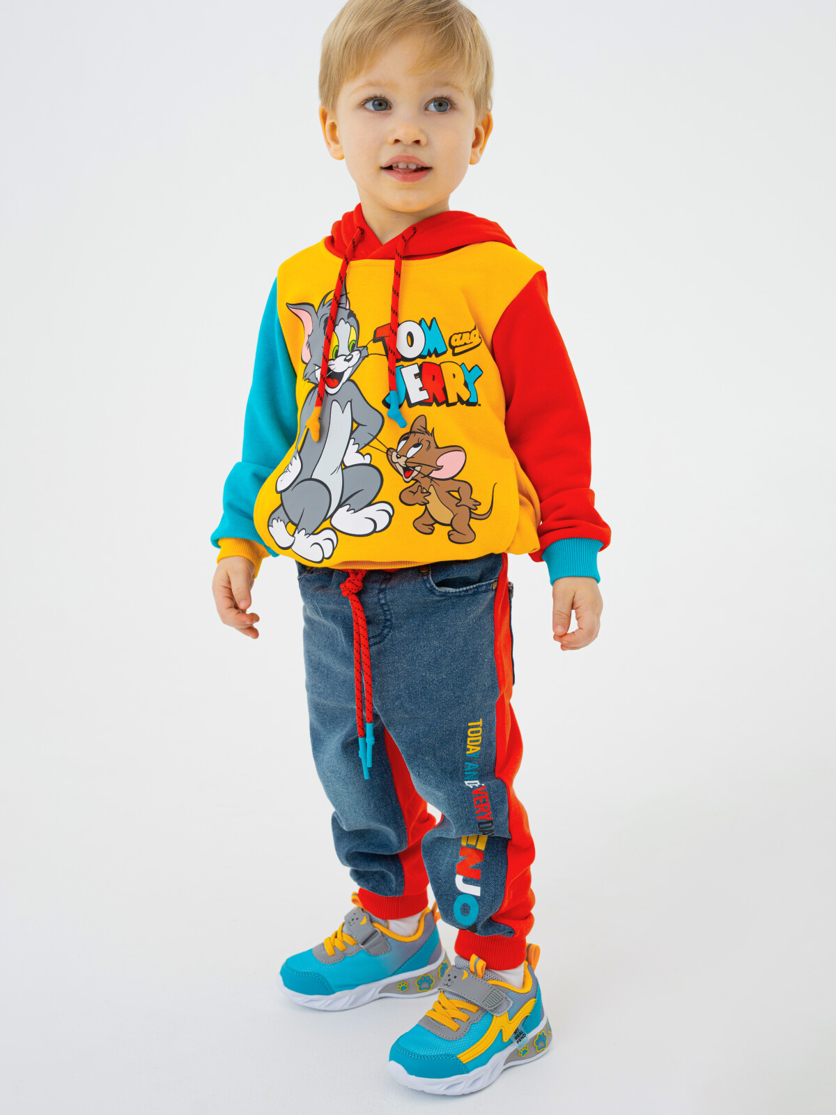 

Брюки детские PlayToday Baby 12313082, красный, синий, 86, 12313082