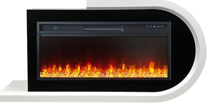 

Каминокомплект Basel R - Белый с черным с очагом Vision 42 LED