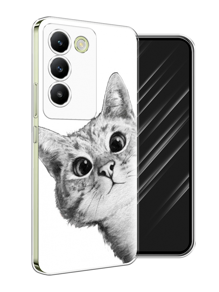 

Чехол Awog на Vivo V30 lite 4G "Кот рисунок черно-белый", Черный, 2610350-1