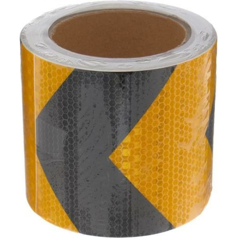 СИМАЛЕНД Светоотражающая лента, самоклеящаяся, черно-желтая, 10 см х 10 м 5155992 разметочная светоотражающая клейкая лента unibob
