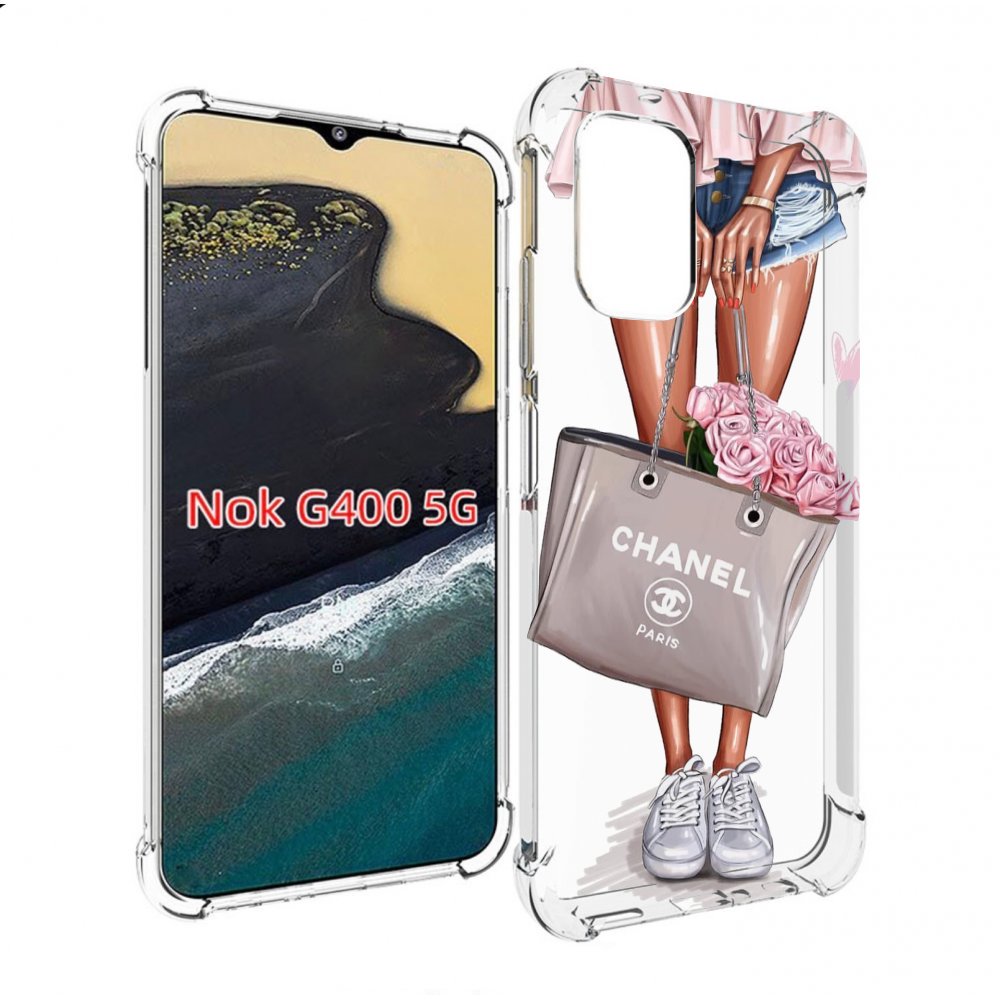 Чехол MyPads Девушка-с-сумкой женский для Nokia G400 5G