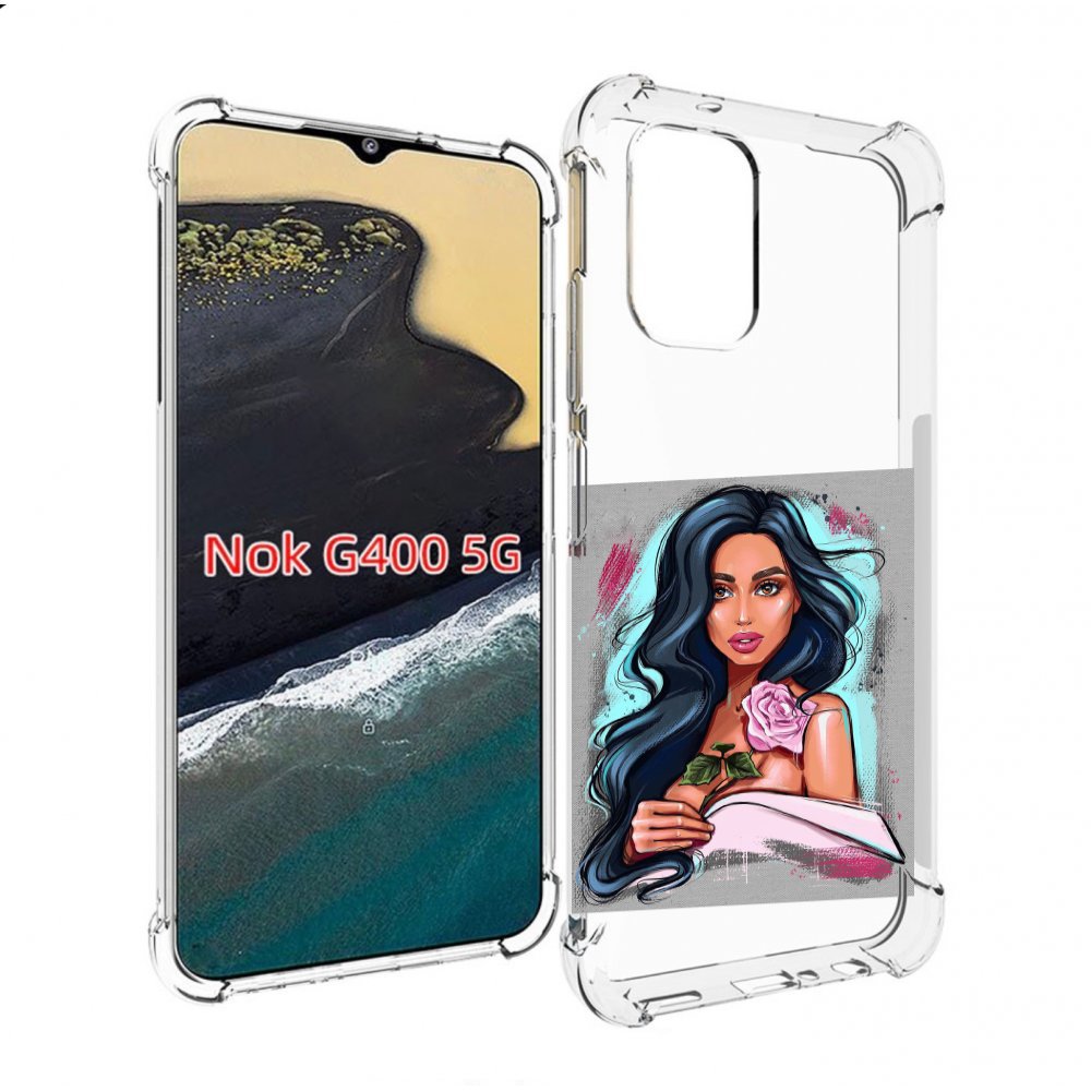 

Чехол MyPads Девушка-с-розовой-розочкой женский для Nokia G400 5G, Прозрачный, Tocco