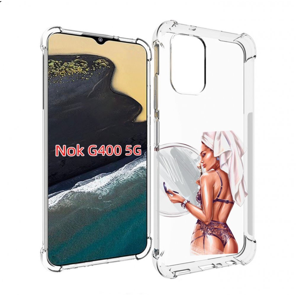 

Чехол MyPads Девушка-с-полотенцем женский для Nokia G400 5G, Прозрачный, Tocco
