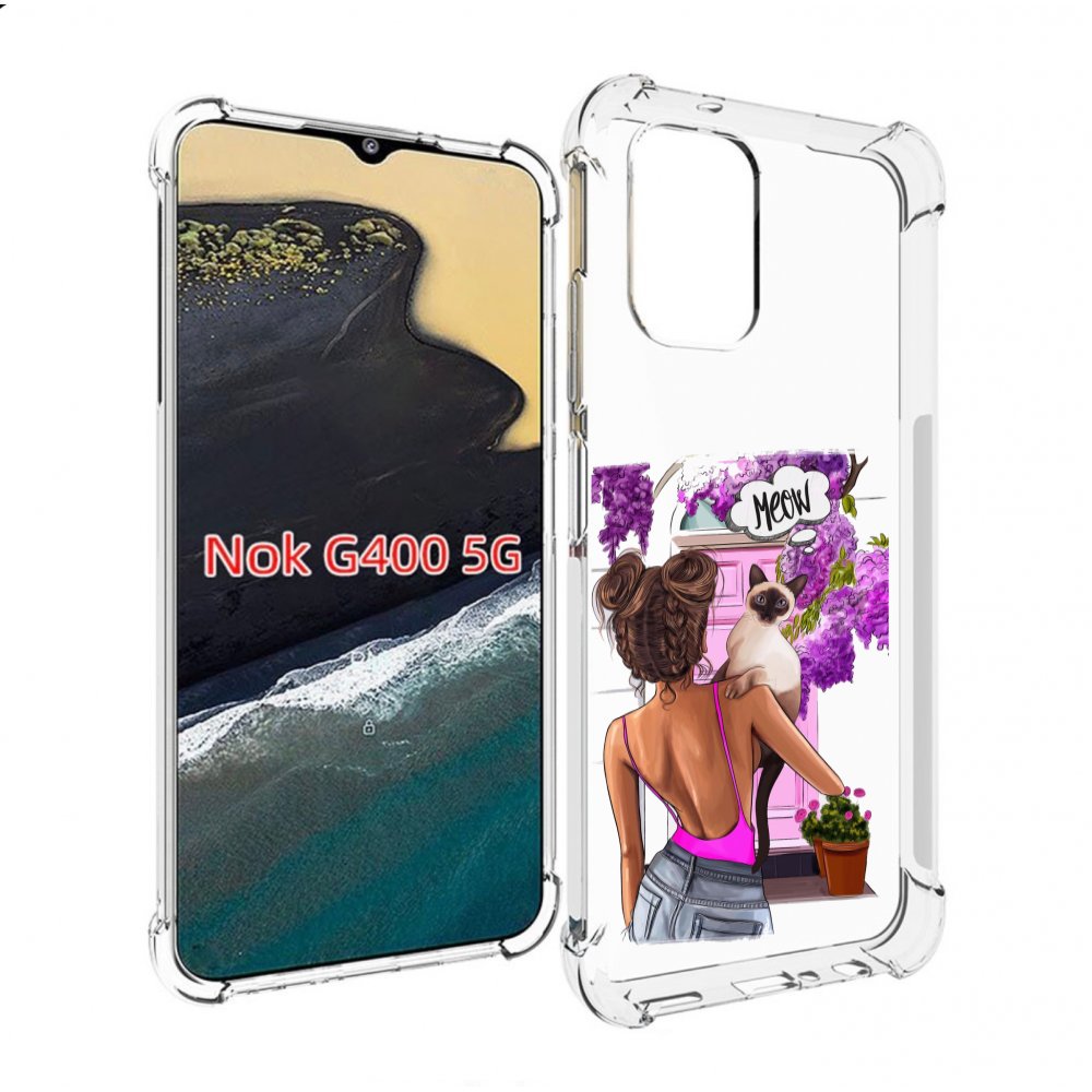 

Чехол MyPads Девушка-с-котиком женский для Nokia G400 5G, Прозрачный, Tocco