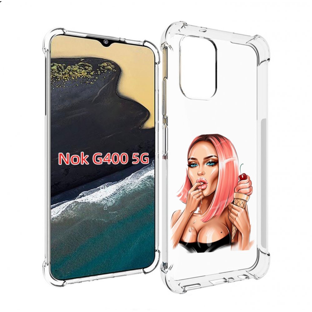 

Чехол MyPads Девушка-и-мороженое женский для Nokia G400 5G, Прозрачный, Tocco