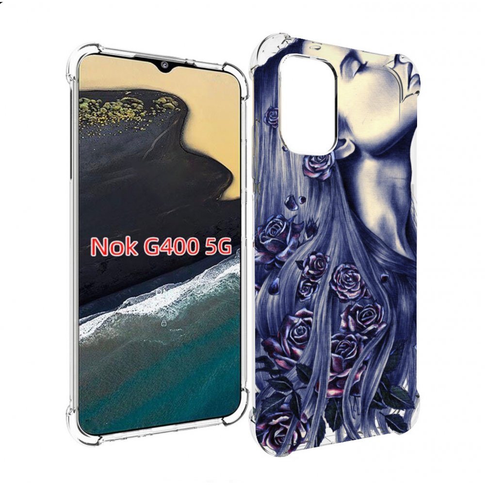 

Чехол MyPads Девушка с розами женский для Nokia G400 5G, Прозрачный, Tocco