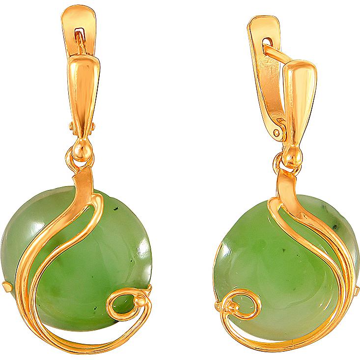 

Серьги женские из серебра Эстет 51С459355П, нефрит, 51С459355П