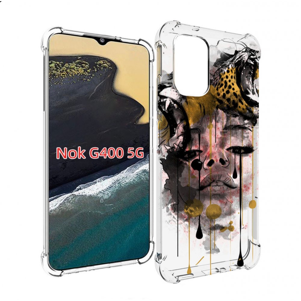

Чехол MyPads Девушка гепард женский для Nokia G400 5G, Прозрачный, Tocco
