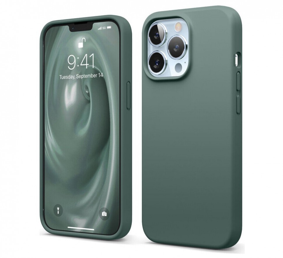 фото Чехол elago soft silicone для iphone 13 pro, темно-зеленый