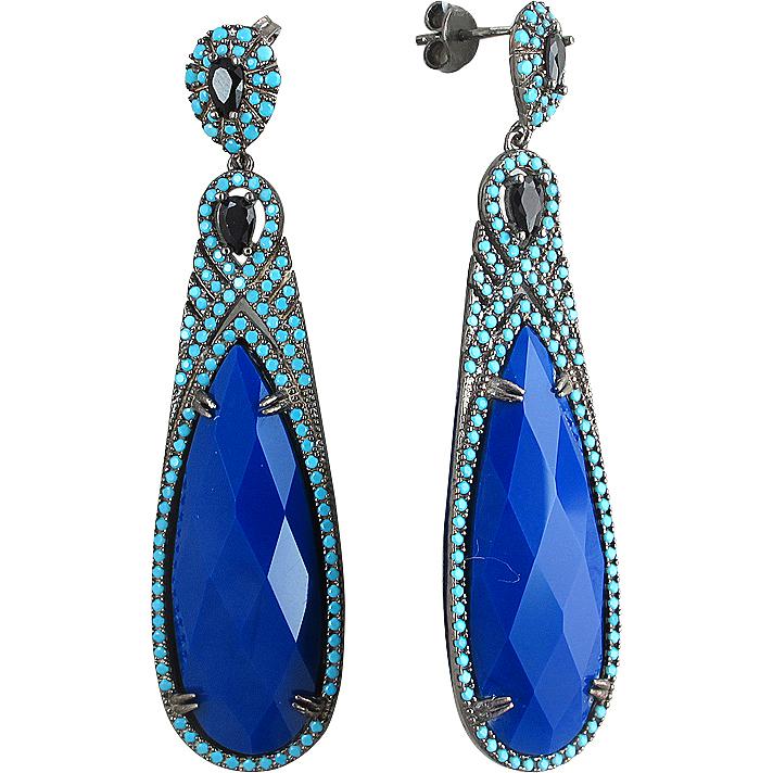 

Серьги женские из серебра Эстет 01С4510216-1Ч, агат/фианит, 01С4510216-1Ч