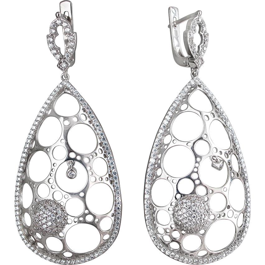 

Серьги подвески из серебра Эстет 01С1510899, фианит, 01С1510899