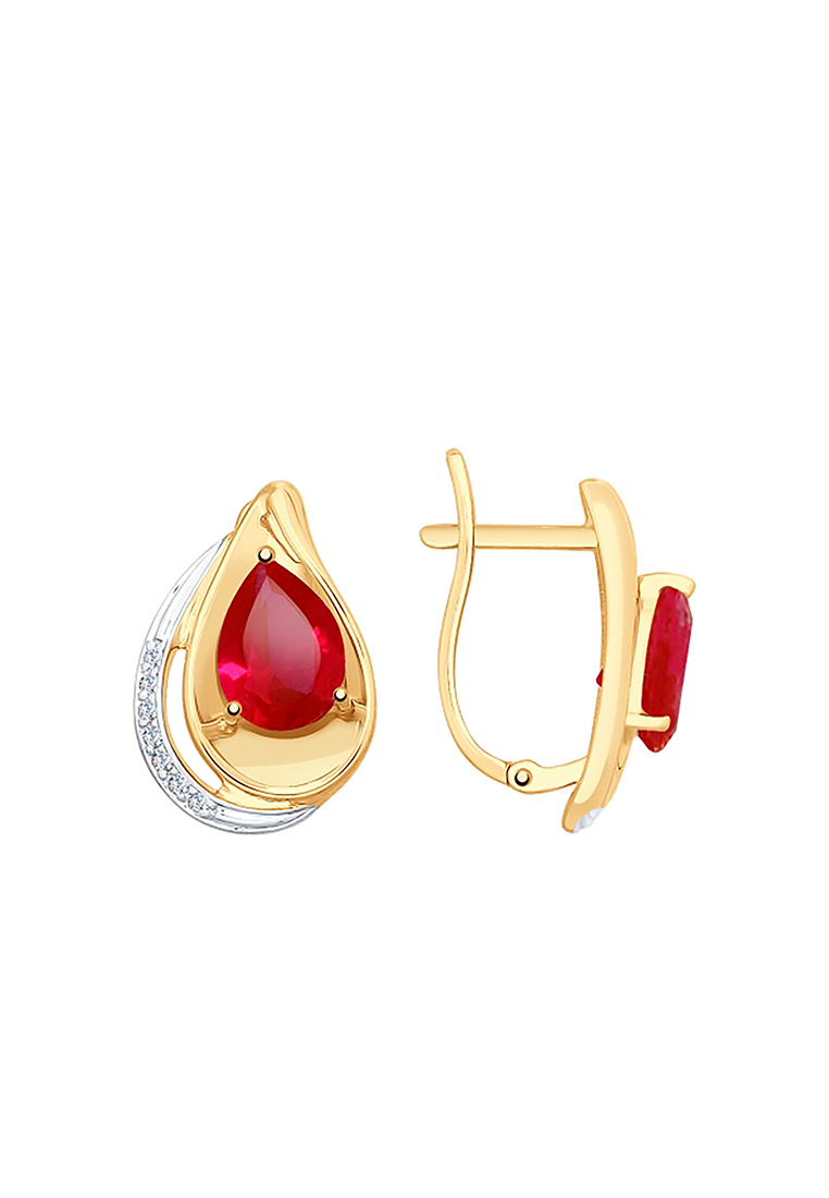 

Серьги из красного золота с корундом/фианитом SOKOLOV 725558, 725558_k