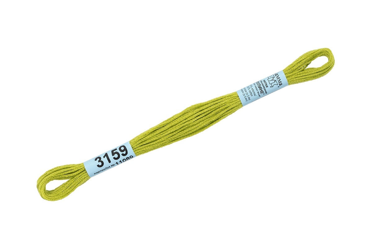 

Gamma мулине, 100% хлопок, 24х8 м, №3159, ярко-салатовые, Зеленый