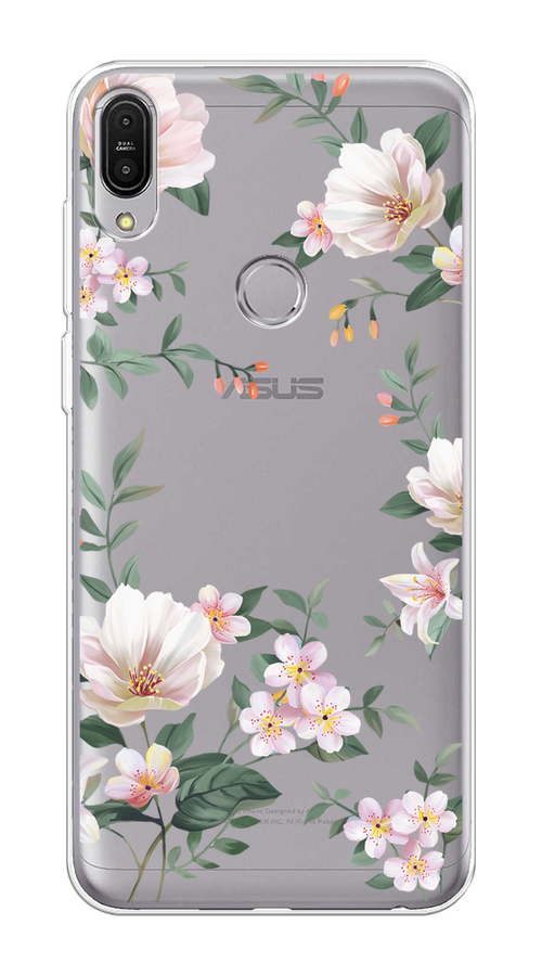 

Чехол на Asus ZenFone Max Pro ZB602KL "Beautiful white flowers", Бежевый;зеленый, 43550-1