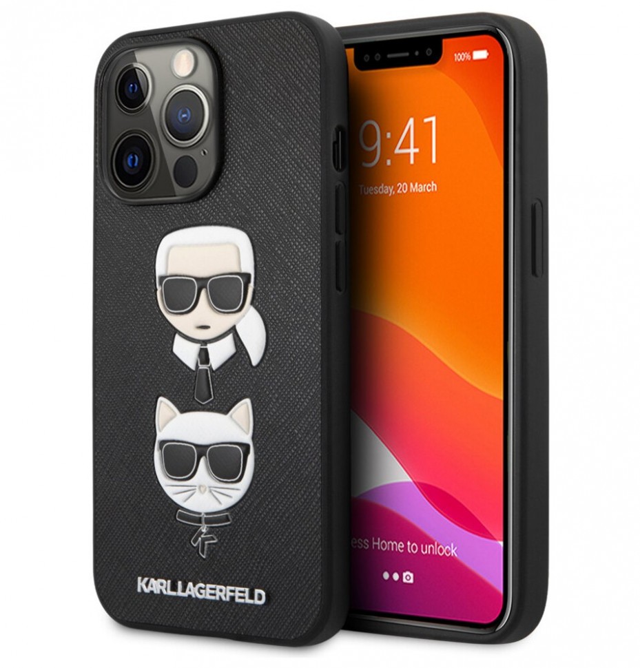 фото Чехол cg mobile karl lagerfeld pu saffiano karl choupette heads iphone 13 pro max, черный