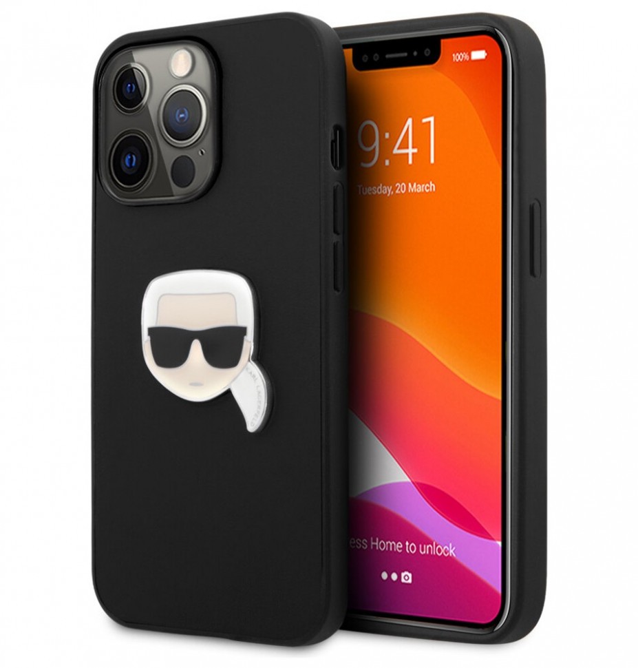 фото Чехол cg mobile karl lagerfeld karls head patch hard для iphone 13 pro max, черный