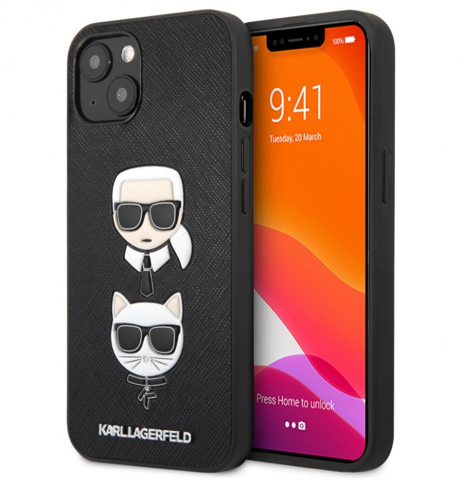 фото Чехол cg mobile karl lagerfeld saffiano karl choupette heads hard iphone 13 mini, черный