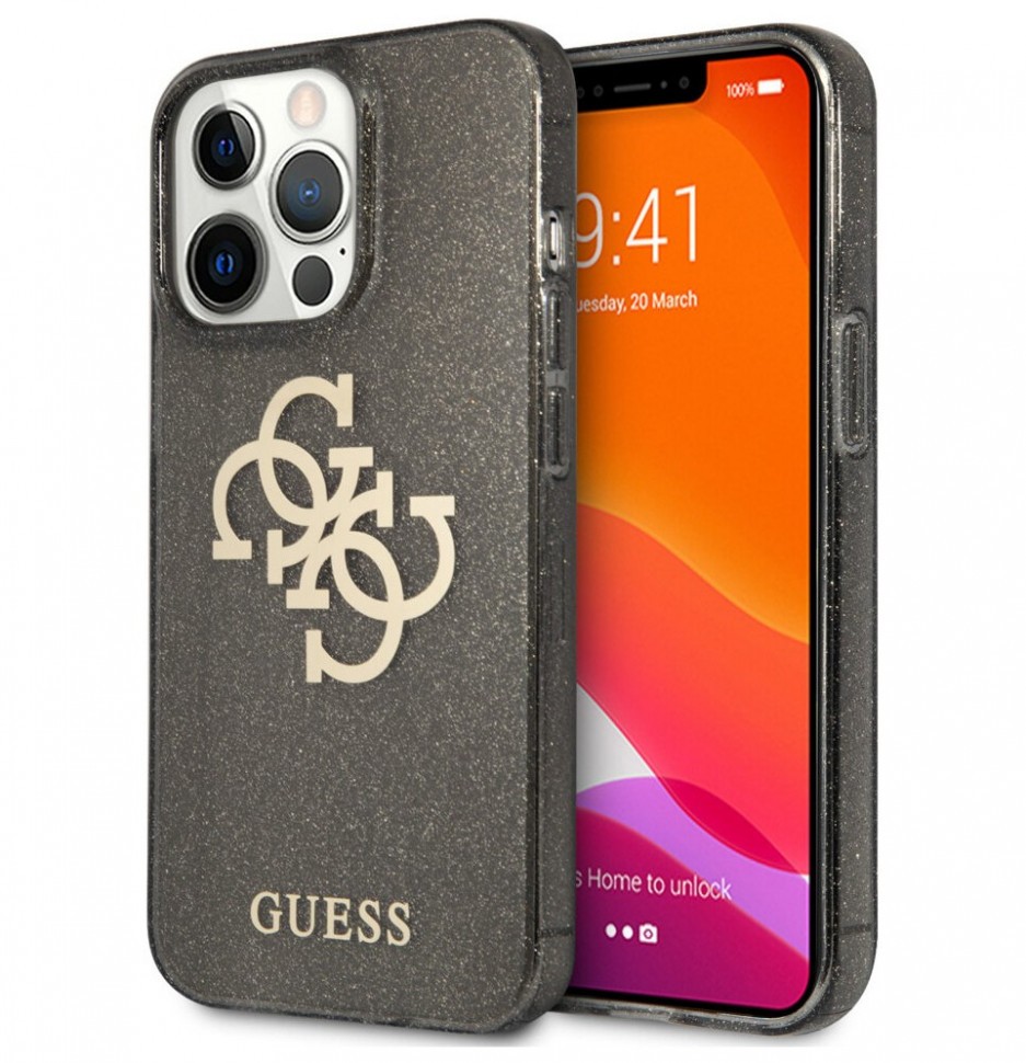 фото Чехол cg mobile guess tpu 4g big logo hard glitter для iphone 13 pro max, черный