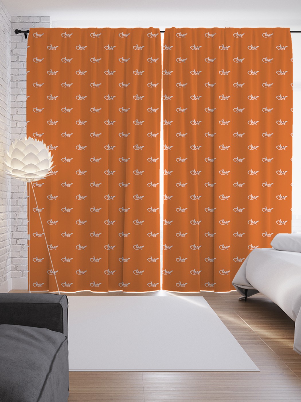 

Шторы JoyArty с фотопечатью "Трафарет ящериц" из сатена, 290х265 см, Трафарет ящериц