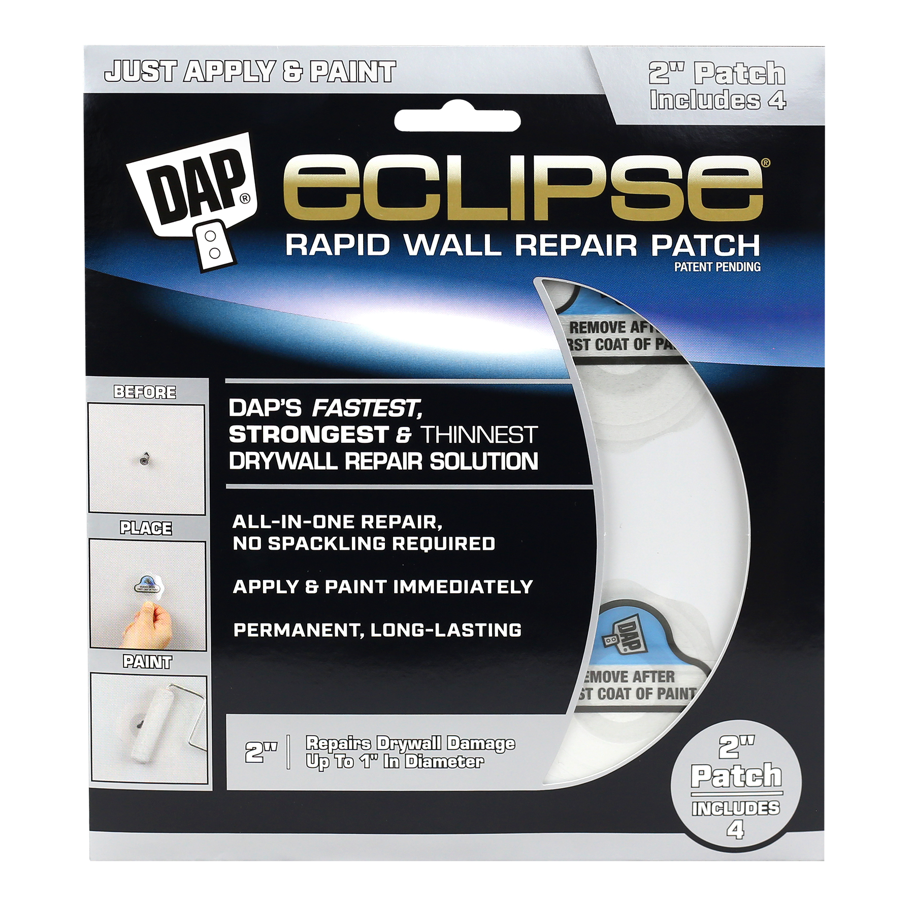 

Патчи (заплаты) для экспресс ремонта гипсокартон DAP ECLIPSE, 5см. DAP 07079809162, 07079809162