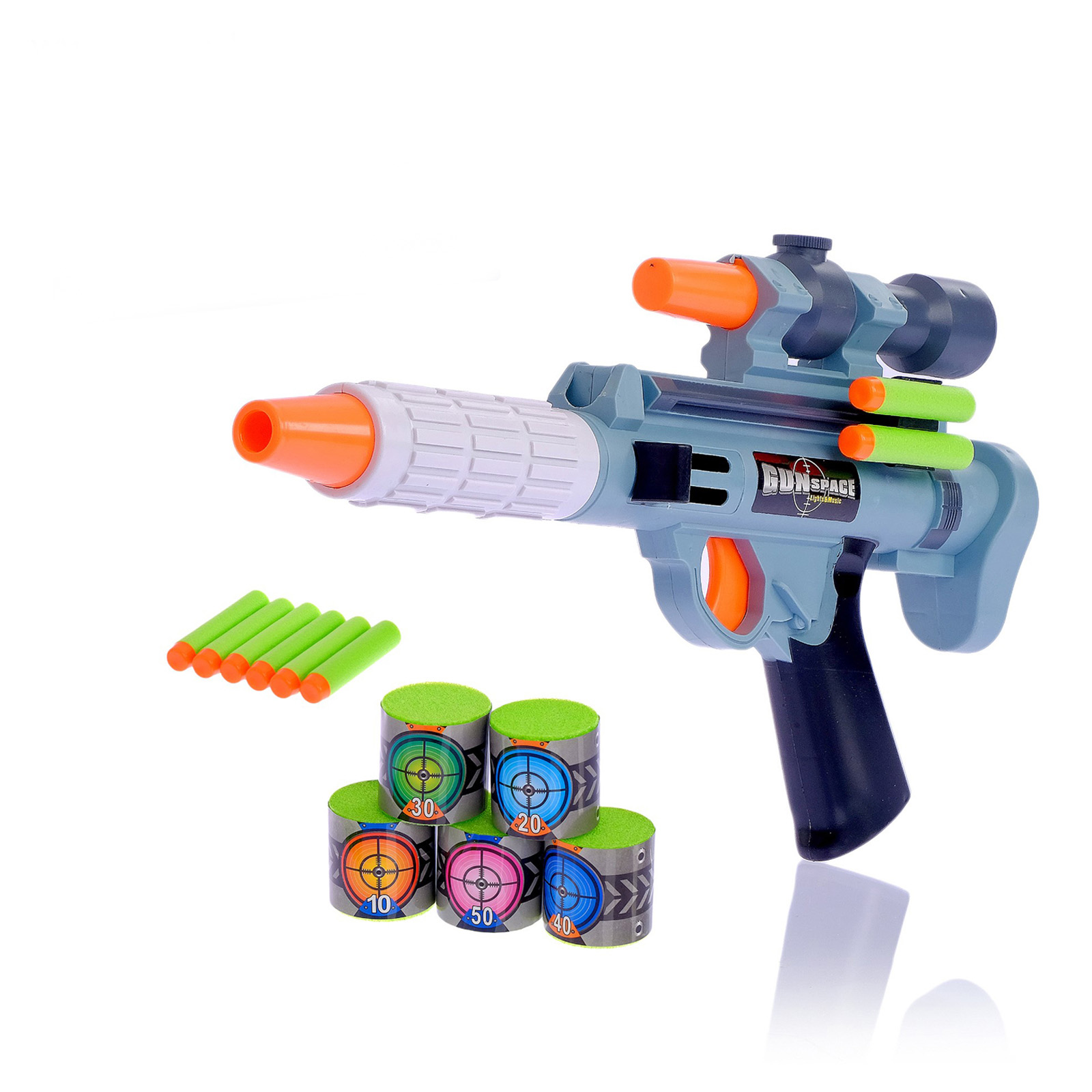 Пистолет игрушечный Космическая пушка стреляет мягкими пулями с мишенями 2872381