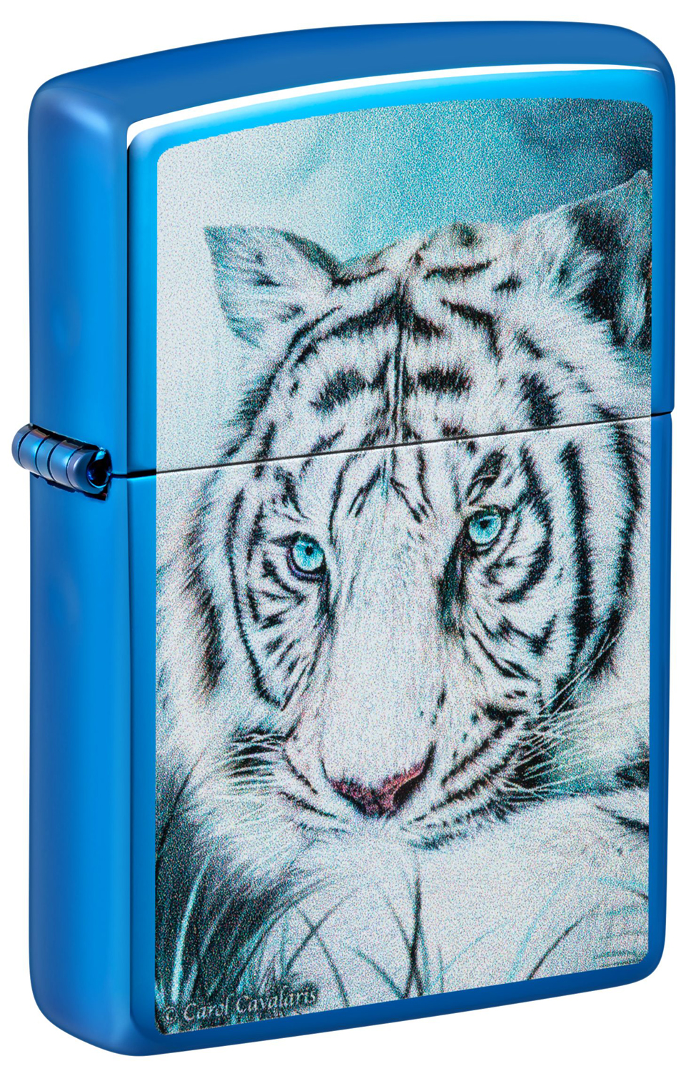 Зажигалка бензиновая Zippo White Tiger с покрытием High Polish Blue