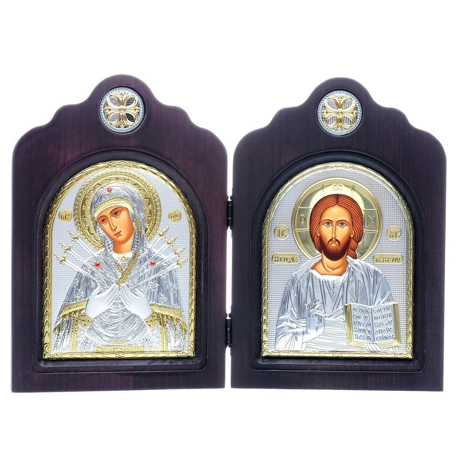 

Икона Диптих "БМ Семистрельная / Спаситель" 33 х 24 см