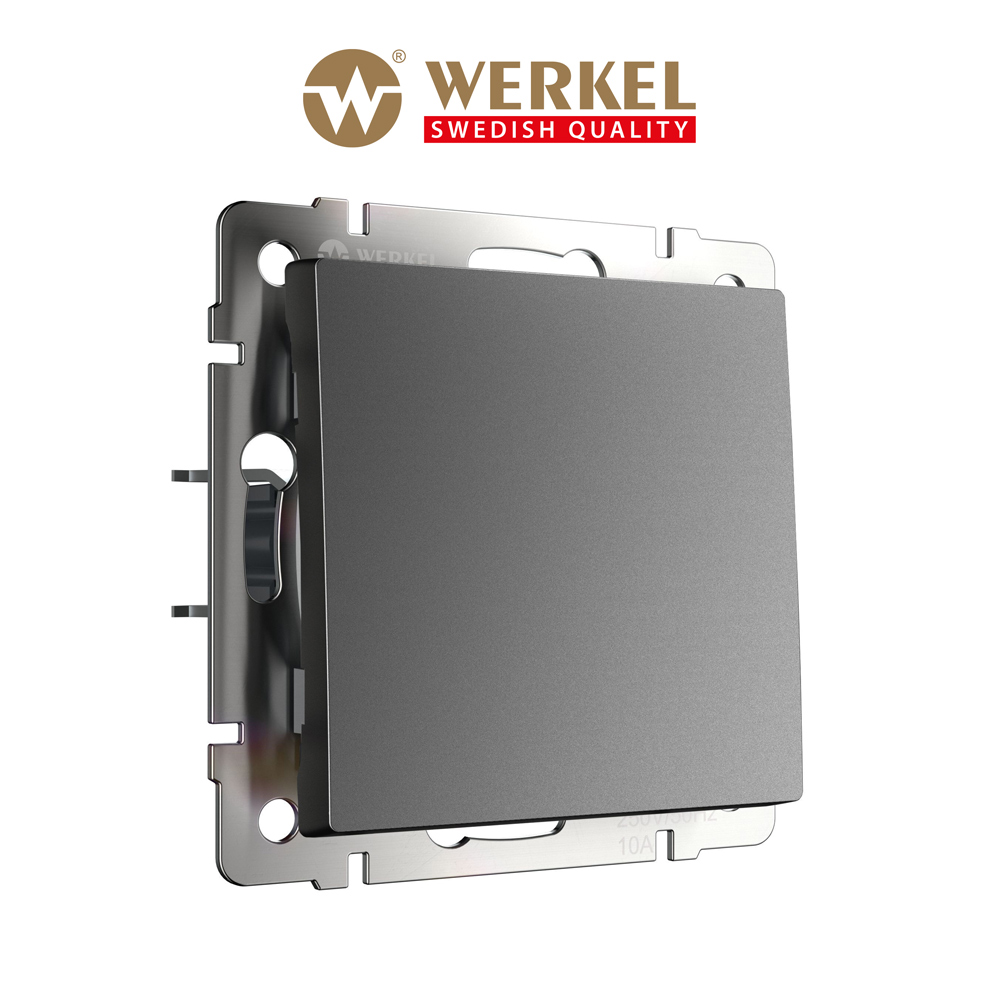 

Встраиваемый одноклавишный проходной выключатель Werkel W1112064 графит матовый, Серый, Выключатель одноклавишный проходной