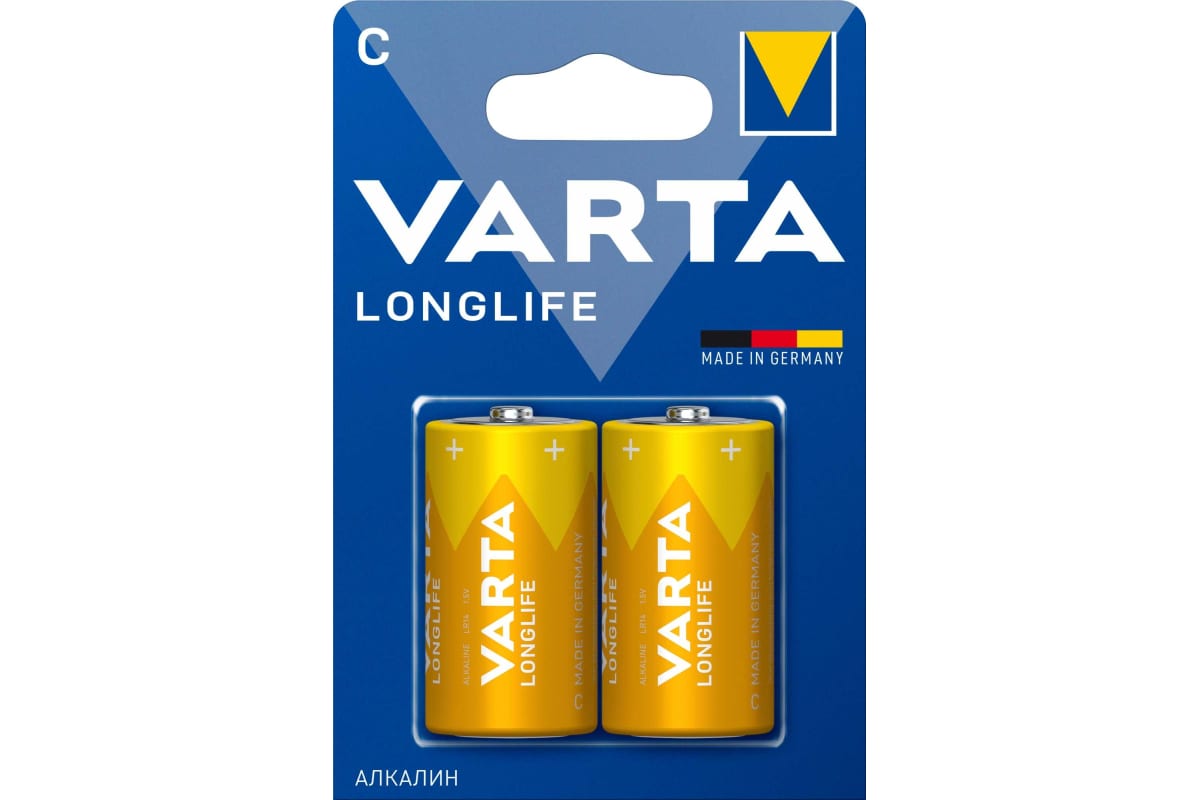 C Батарейка VARTA Longlife power LR14 BL2 Alkaline,  2 шт.