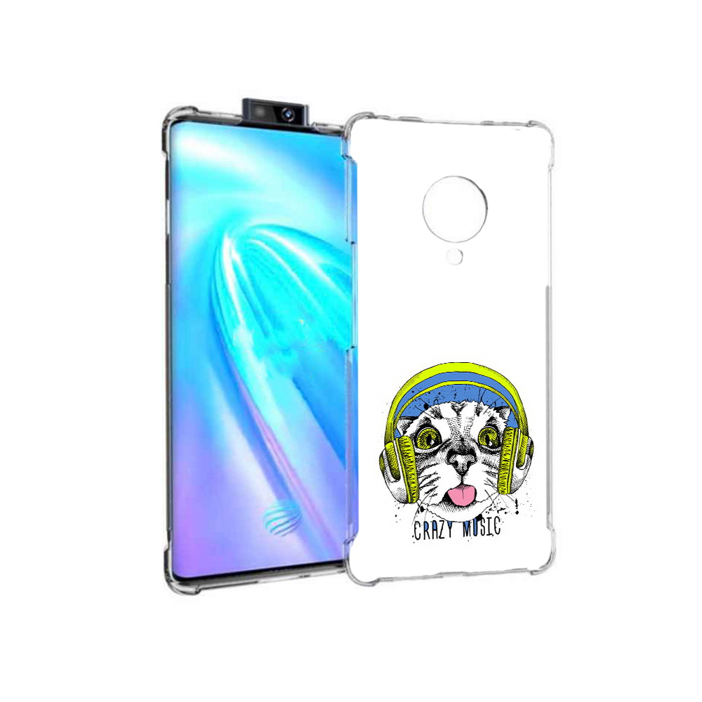 

Чехол MyPads Tocco для Vivo NEX 3 кошка в наушниках рисунок (PT136035.381.403), Прозрачный, Tocco