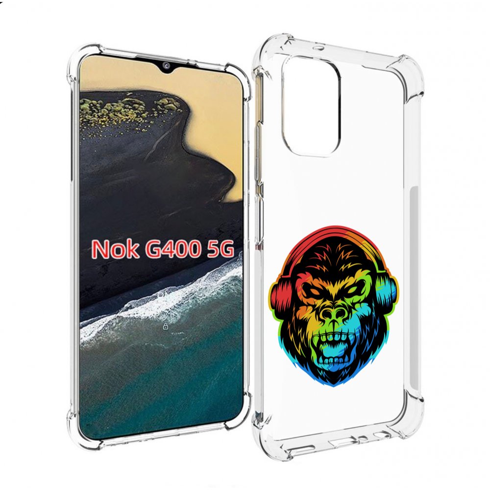 

Чехол MyPads Горилла-в-наушниках для Nokia G400 5G, Прозрачный, Tocco