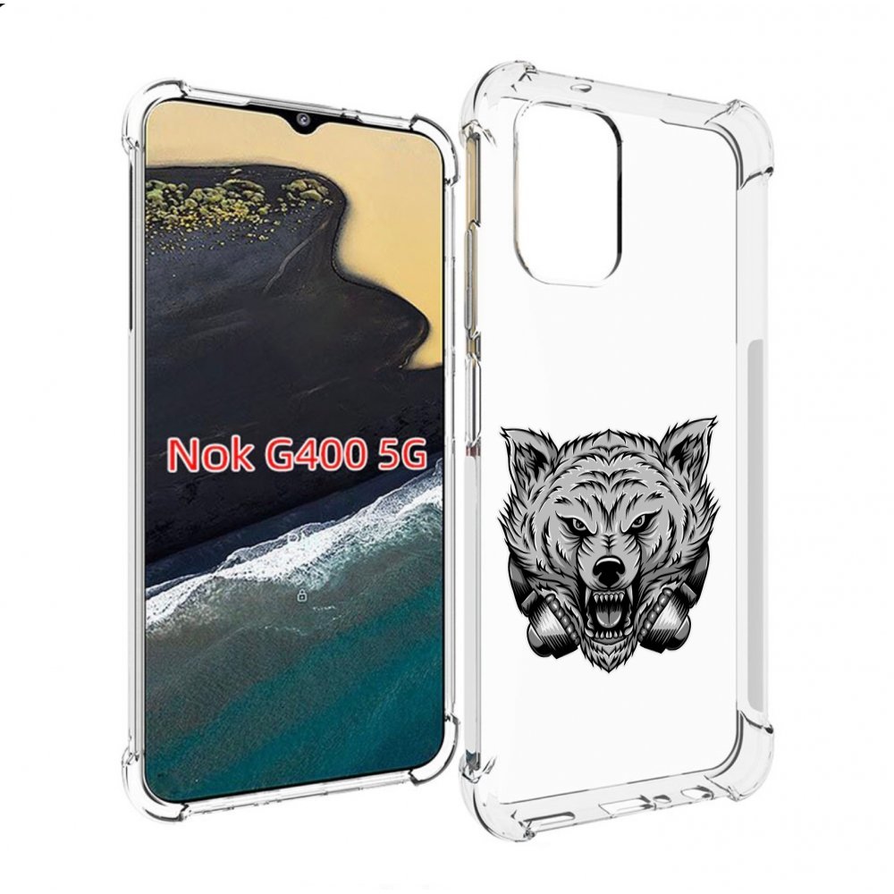 

Чехол MyPads Волк-в-наушниках мужской для Nokia G400 5G, Прозрачный, Tocco