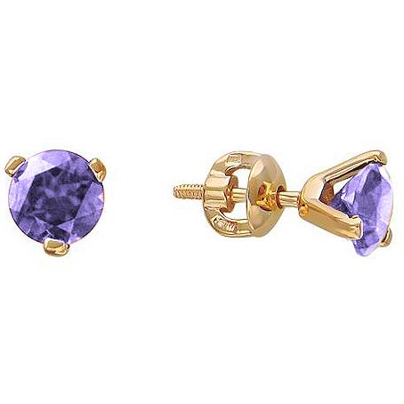 

Серьги-пусеты из золота Эстет 01С314303-2, аметист, 01С314303-2