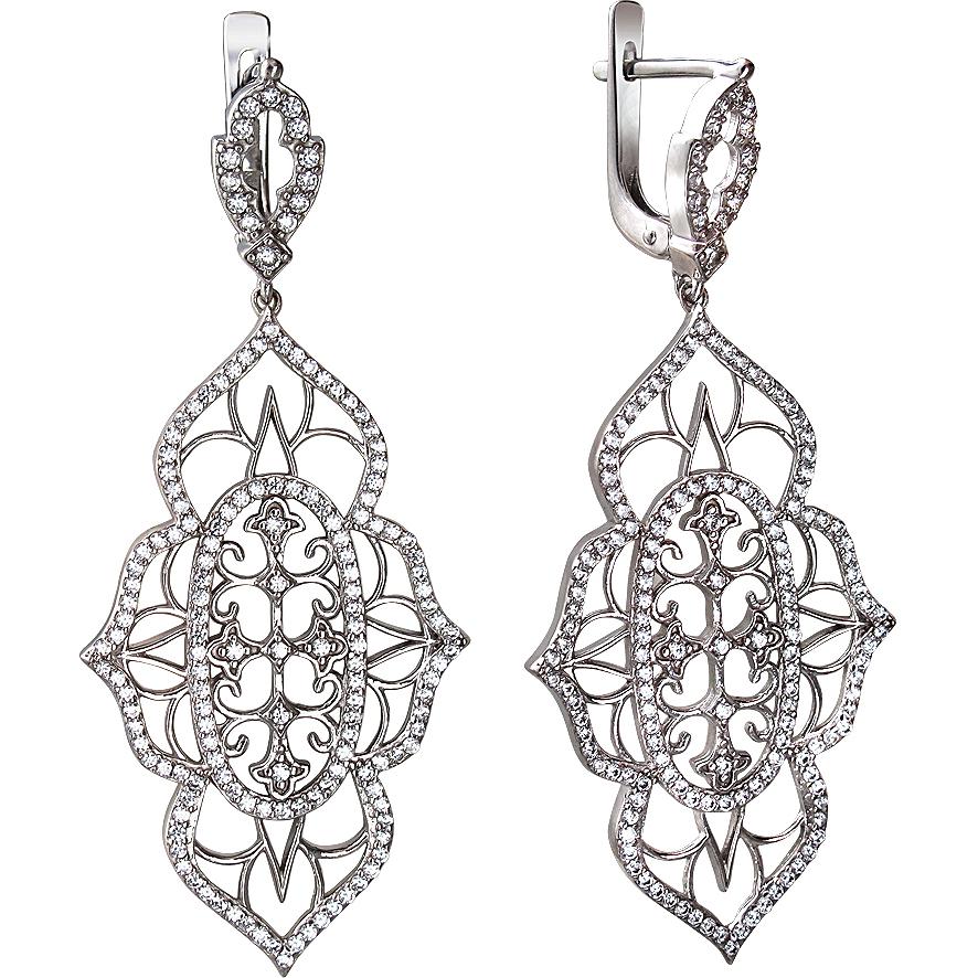 

Серьги шандельеры из серебра Эстет 01С1510767, фианит, 01С1510767