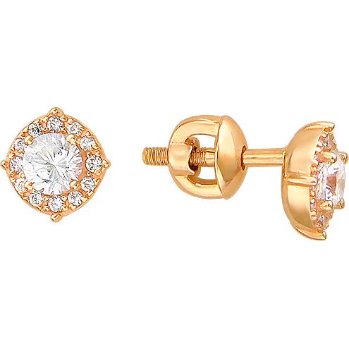 

Серьги женские из золота Эстет 01С119309, фианит/swarovski, 01С119309