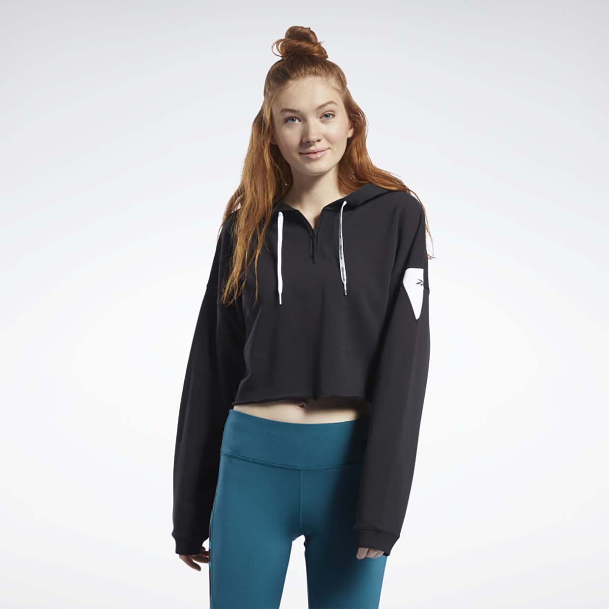 фото Толстовка женская reebok wor myt 1/4 zip hoodie черная m