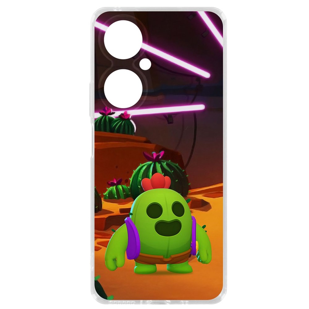 

Чехол-накладка Krutoff Clear Case Brawl Stars-Спайк для Huawei Nova 11i, Прозрачный