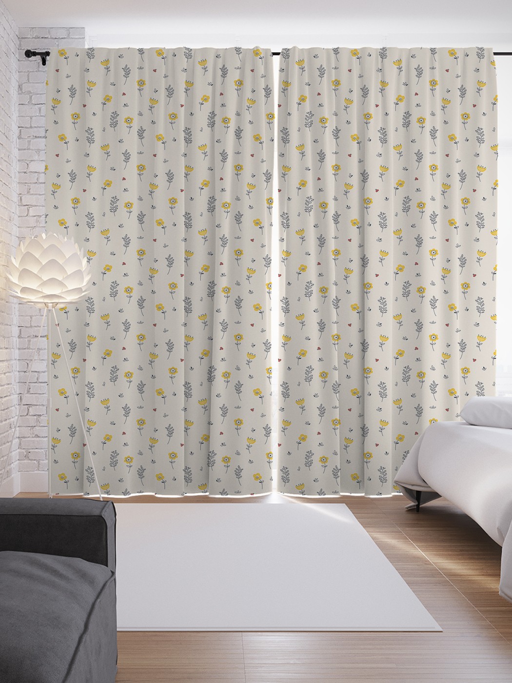 

Шторы JoyArty с фотопечатью "Божьи коровки среди цветов" из сатена, 290х265 см, Божьи коровки среди цветов