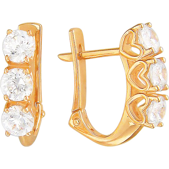 

Серьги из красного золота Эстет 01С119302, фианит, 01С119302