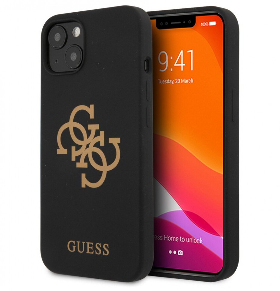 фото Чехол cg mobile guess liquid silicone 4g big logo hard для iphone 13 mini, черный