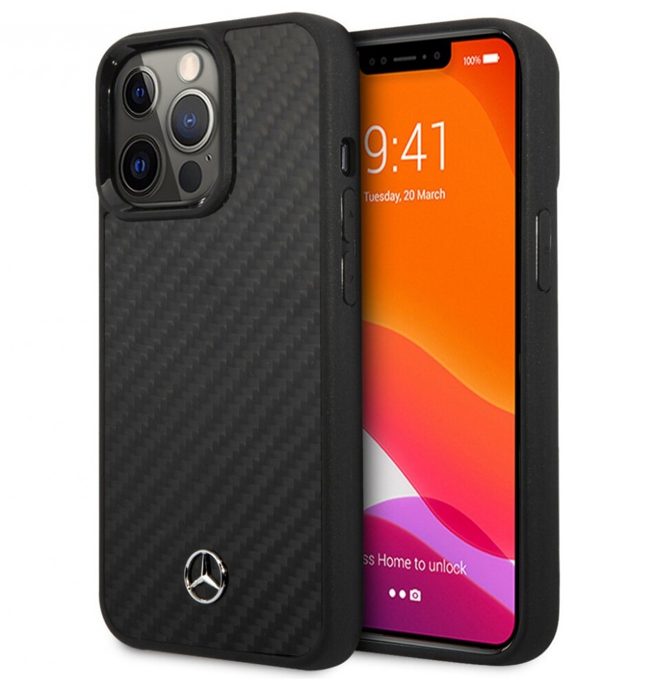 фото Чехол cg mobile mercedes dynamic real carbon hard для iphone 13 pro max, черный