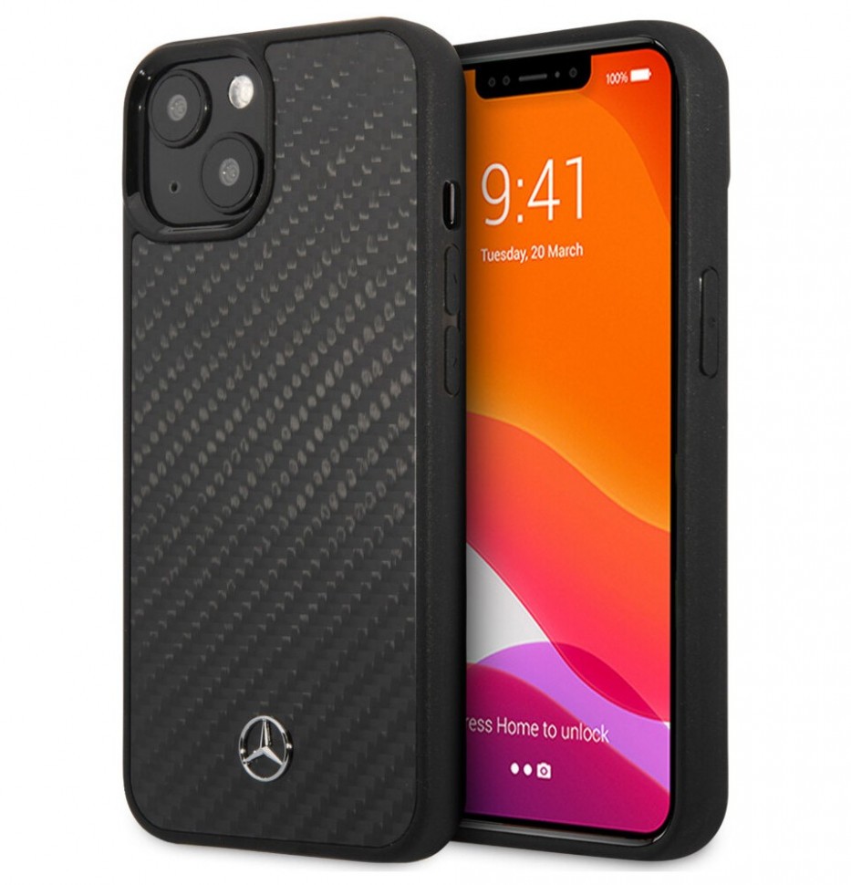 фото Чехол cg mobile mercedes dynamic real carbon hard для iphone 13, черный