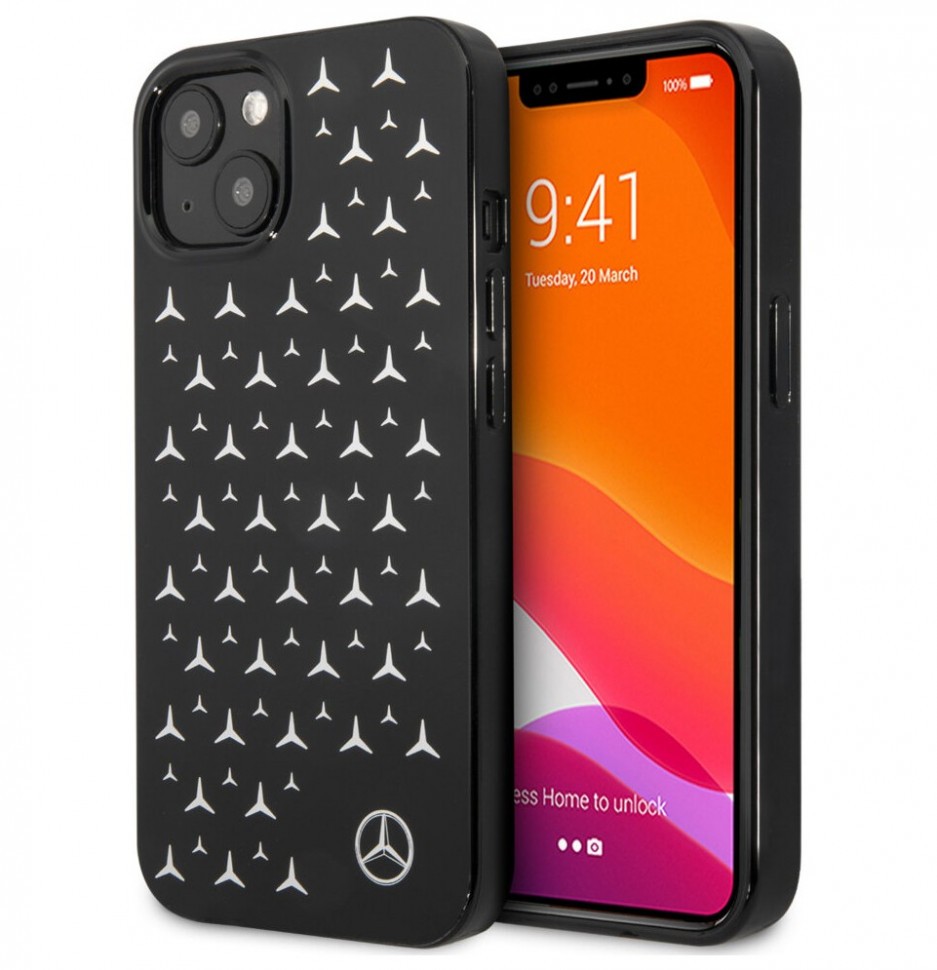 фото Чехол cg mobile mercedes pc/tpu silver stars hard для iphone 13, черный