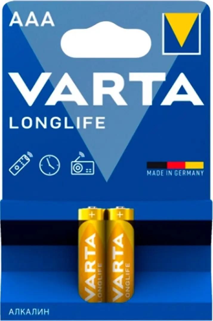 AAA Батарейка VARTA Longlife Alkaline LR03,  2 шт.