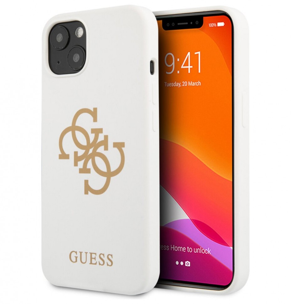 фото Чехол cg mobile guess liquid silicone 4g big logo hard для iphone 13, белый